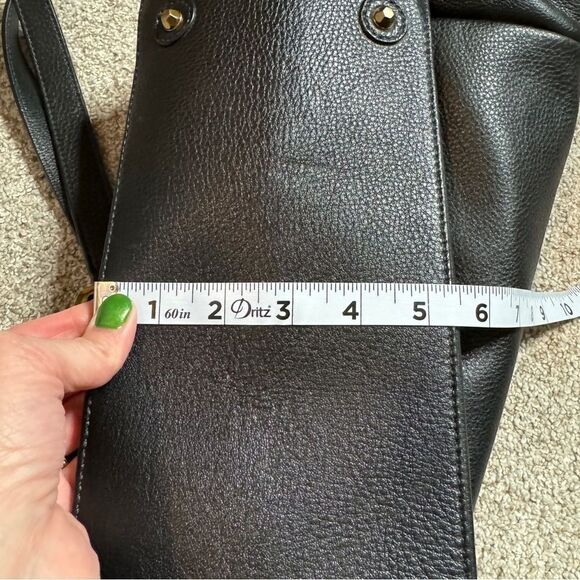 Oryany black supple leather braided drawstring tassel sides slouchy hobo bag - Picture 9 of 13